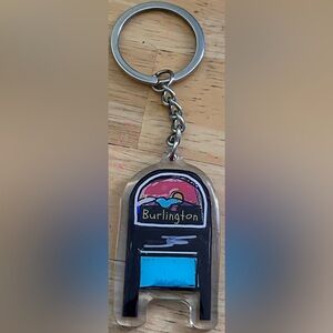 Burlington Keychain with Pink and Blue Design